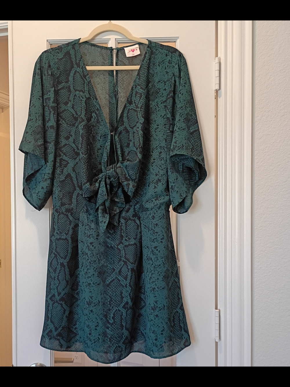 Buddy Love Large Mini Women's Green Snake-Print Tie Bow-Front